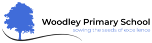 Woodley Primary School Logo in blue and blue